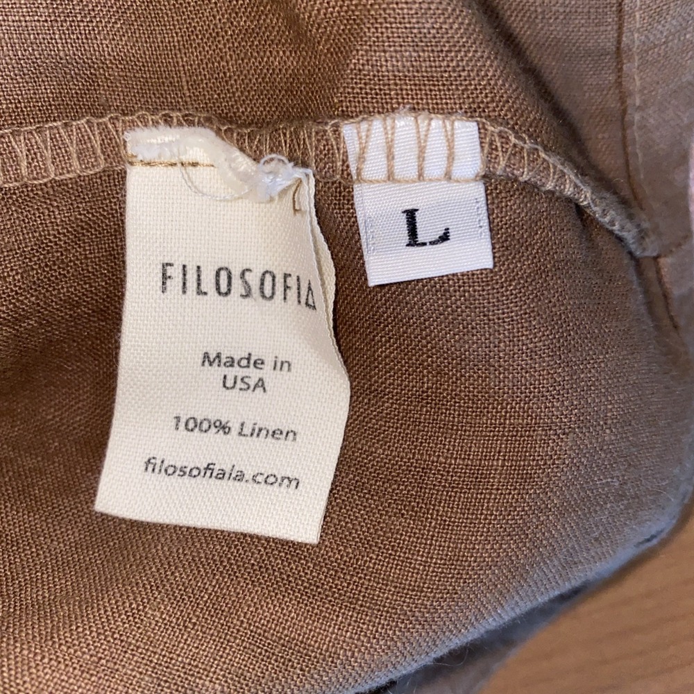 Filosofia 100% Linen Brown Top - Picture 11 of 12